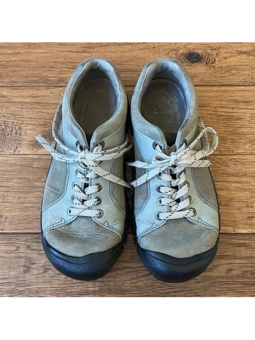 Keen Leather Lace Up Sneakers Casual Outdoor Hiking Olive Green Womens Size 6.5